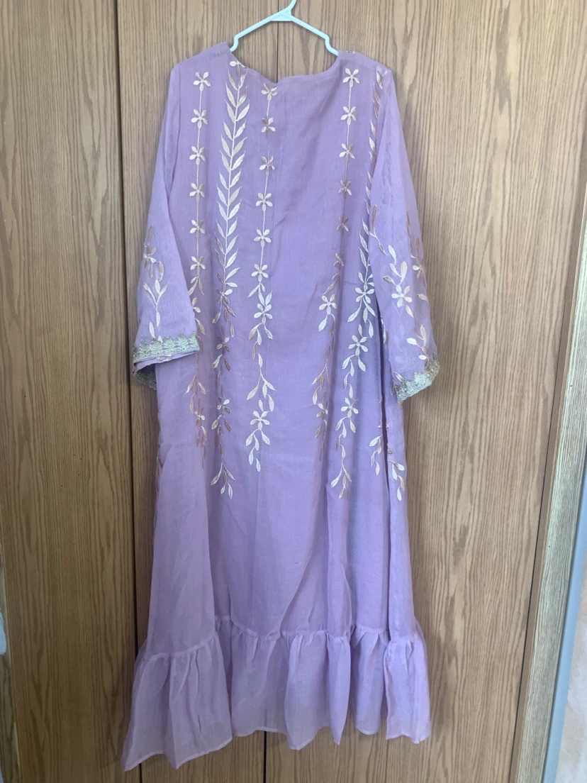 Lavender Embroidered Kaftan Dress - photo 3