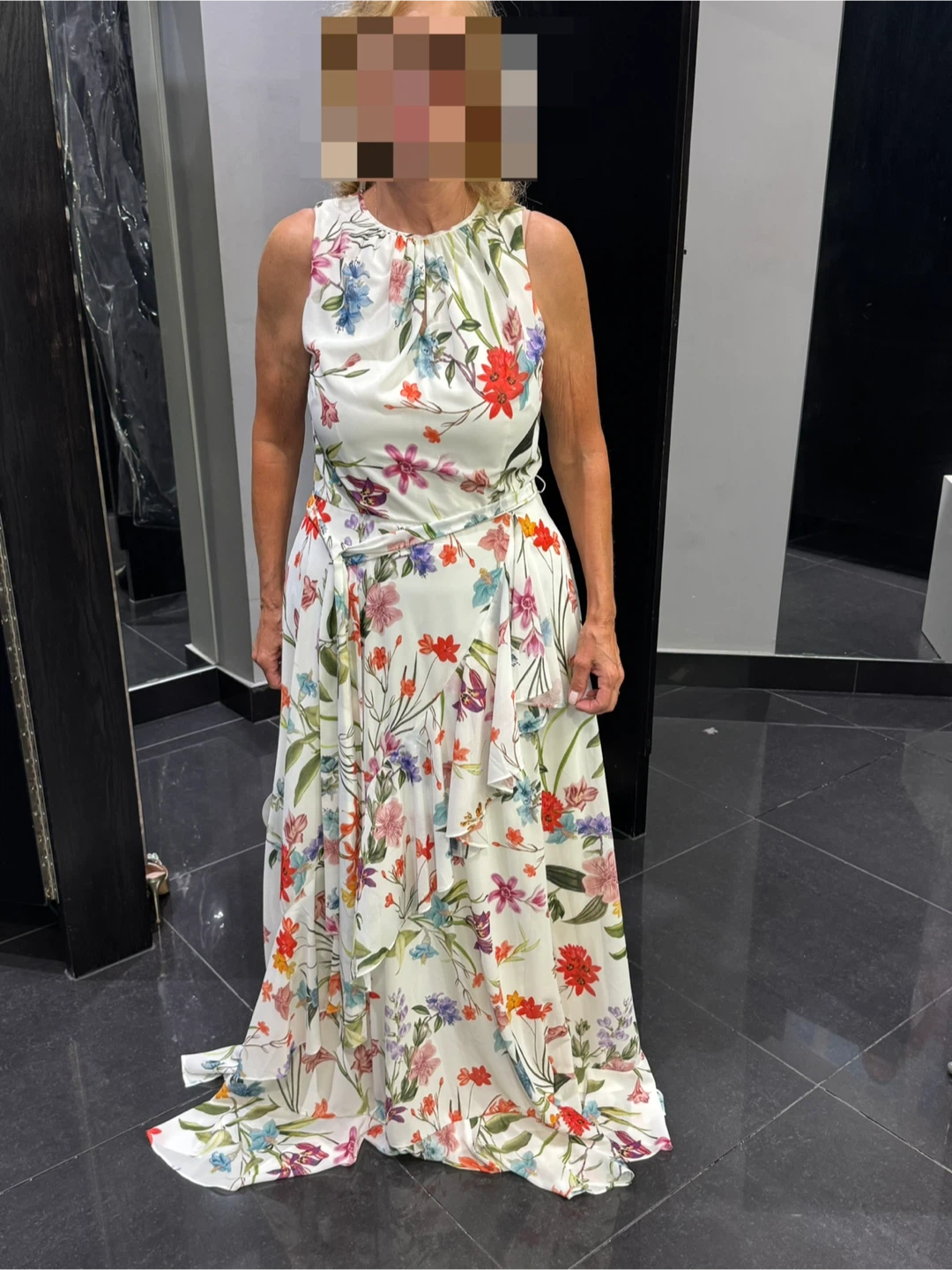 Floral White Long Dress - Medium