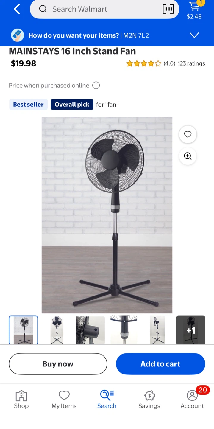 MAINSTAYS 16 Inch Stand Fan - photo 2
