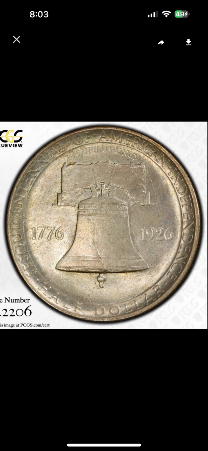 1926 PCGS MS64 Sesquicentennial 50c Coin - photo 4