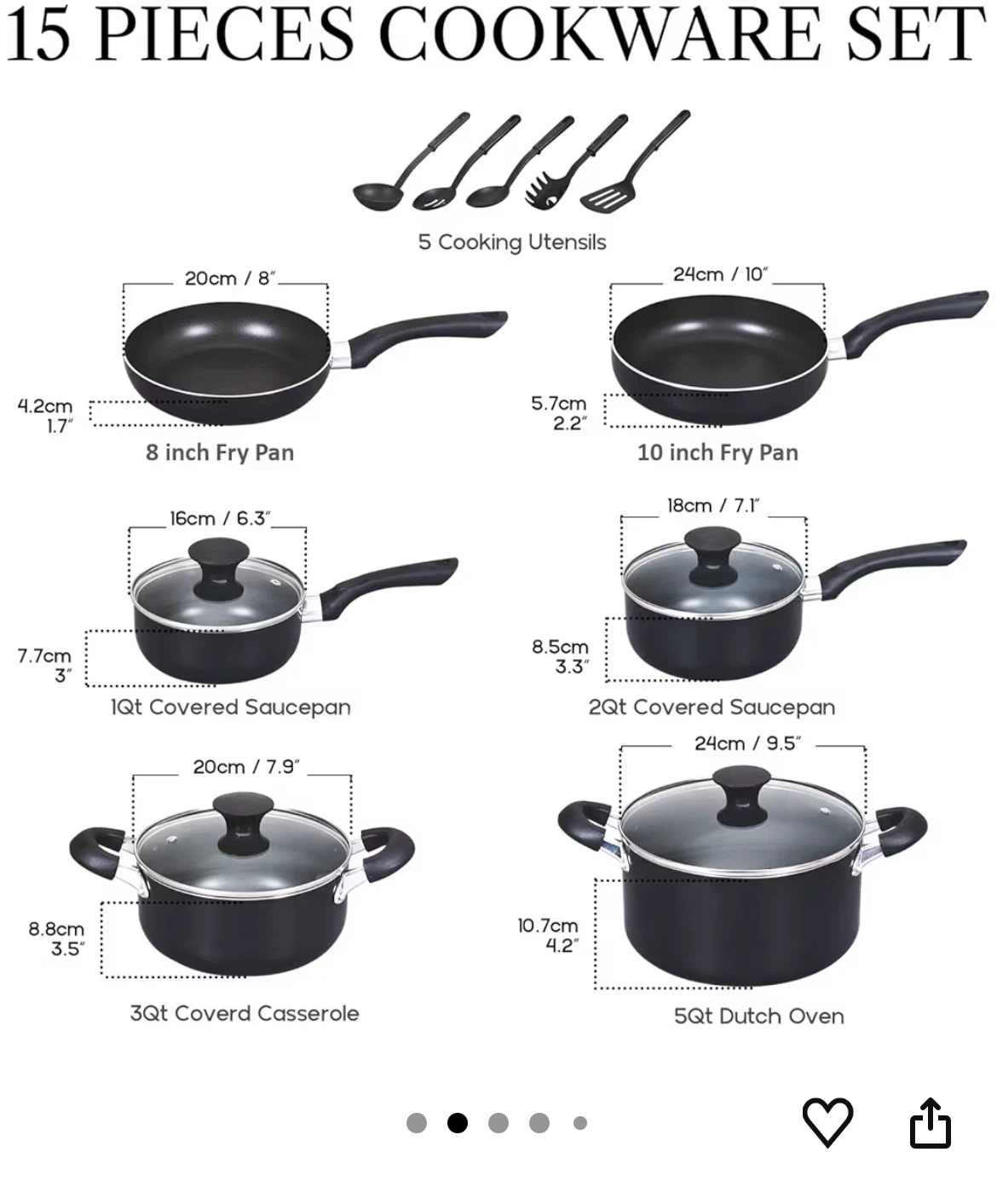 Cook N Home 15-Piece Nonstick Cookware Set - photo 2