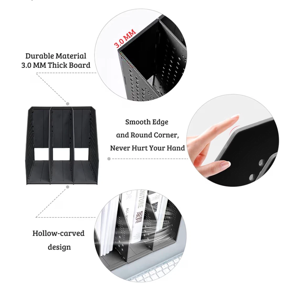SAYEEC 2 Pcs Collapsible Magazine File Holder - Black - photo 4