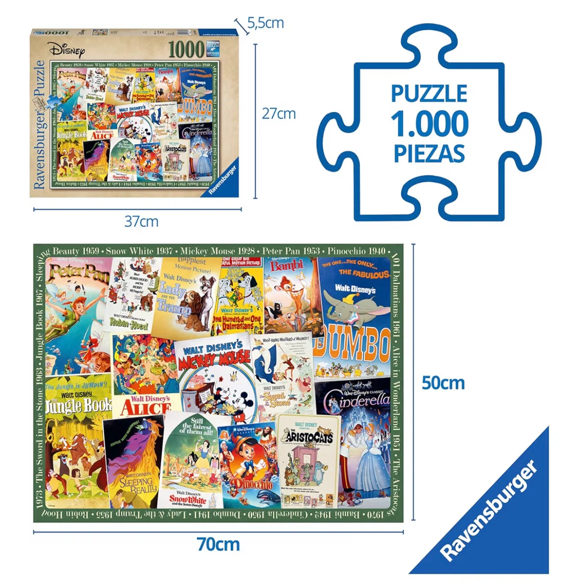 Ravensburger Disney Vintage Movie Posters 1000 Piece Puzzle - photo 3