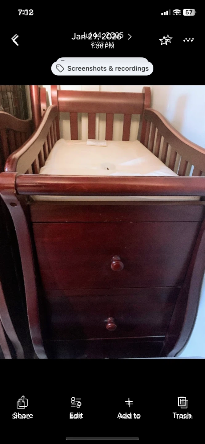 Wooden Baby Crib with Changing Table and Drawers