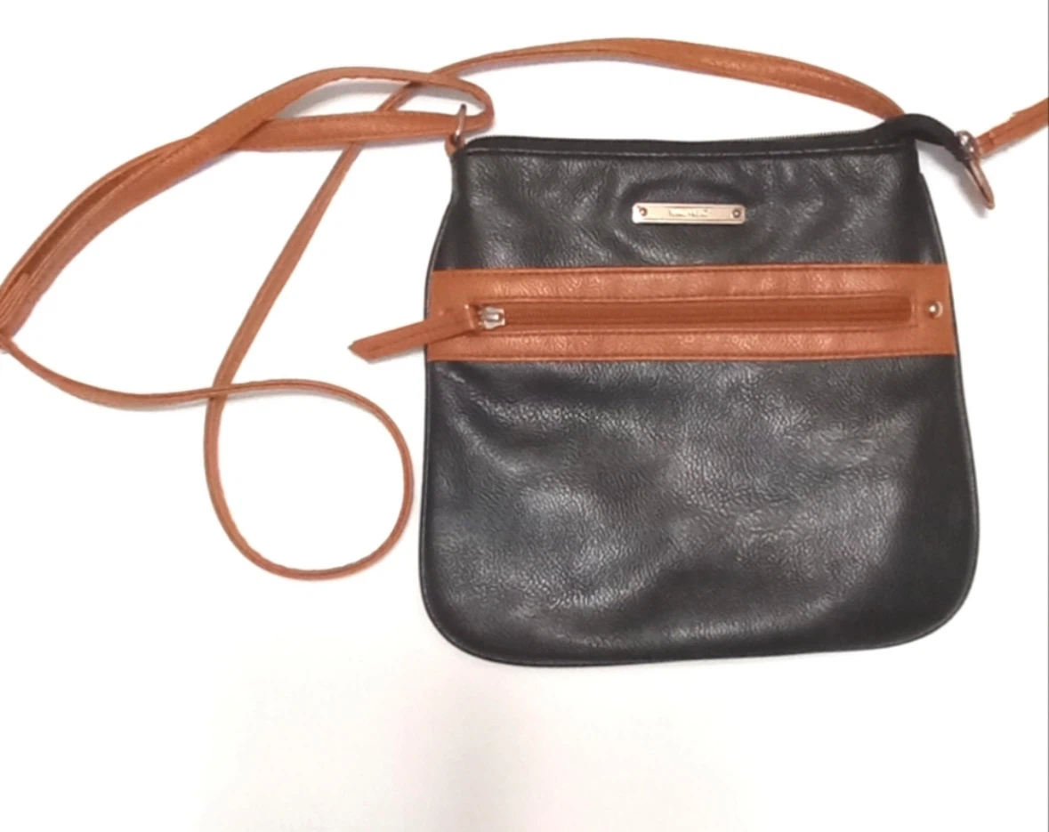 Nine West “Levona” Black Crossbody Bag with Tan Accents