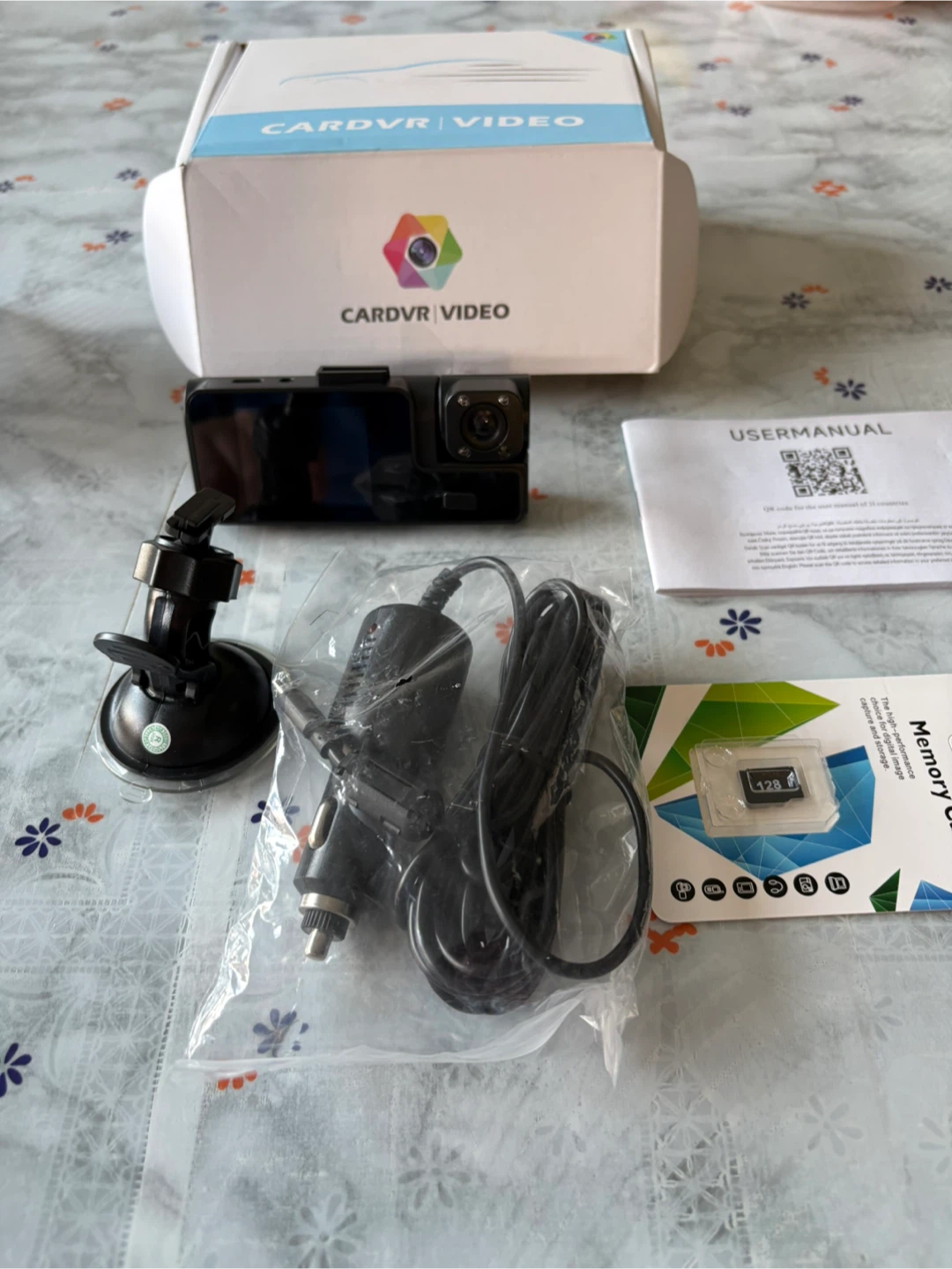 Dual Lens 1080P Dash Cam with 128GB Memory Card