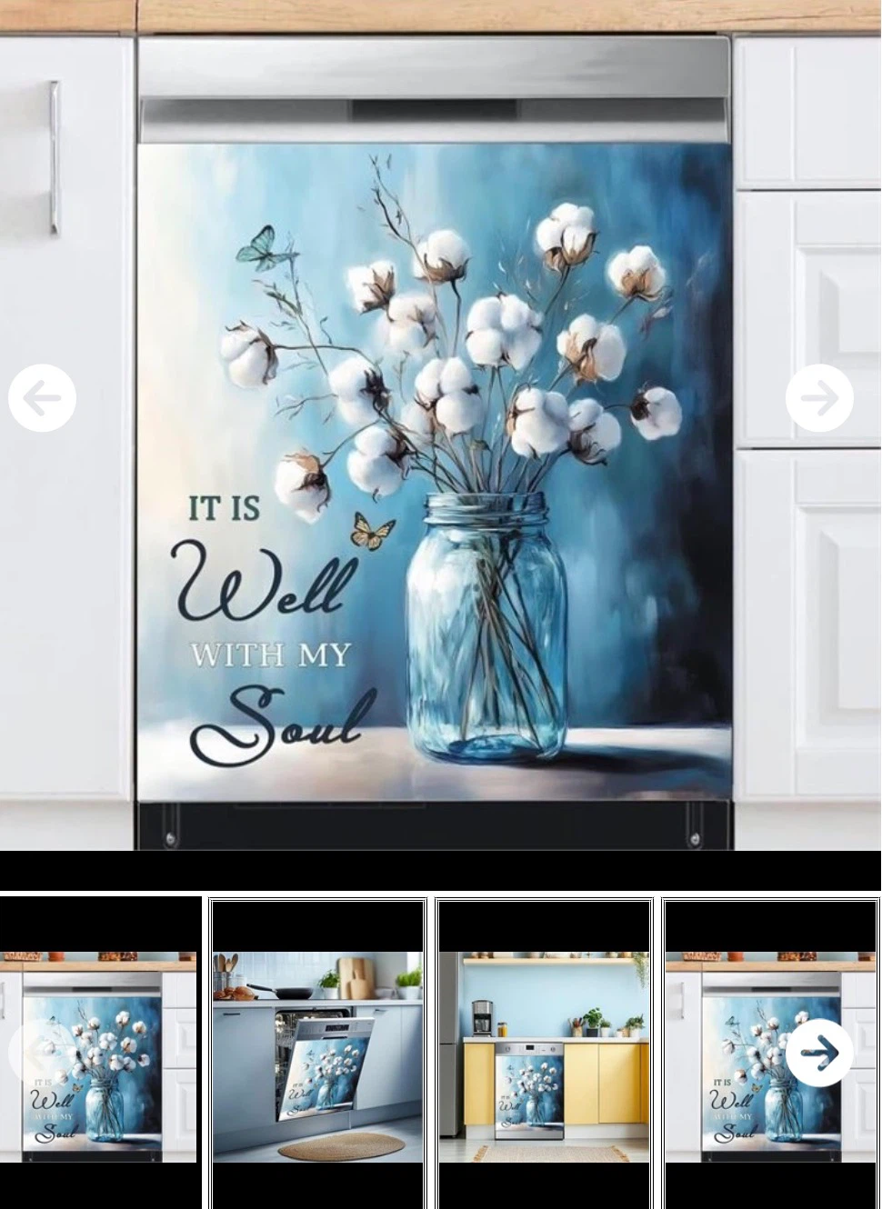Dishwasher Magnet "It Is Well With My Soul" Cotton Flowers
