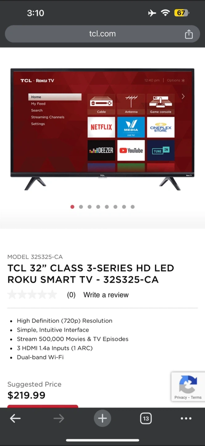 TCL 32" Roku Smart TV