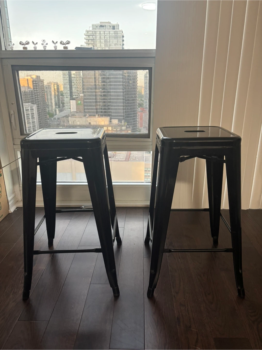 Set of 2 Black Metal Bar Stools