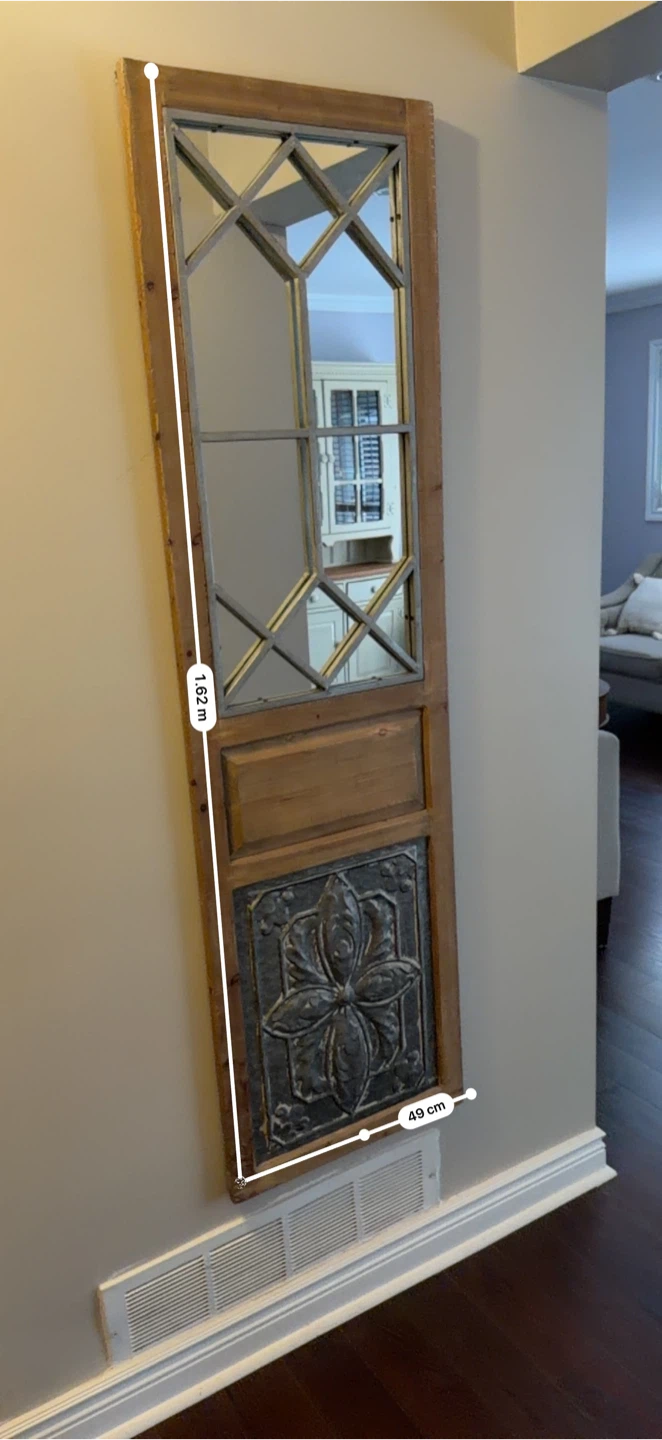 Decorative Wall Mirror with Wood and Metal Accents - photo 2