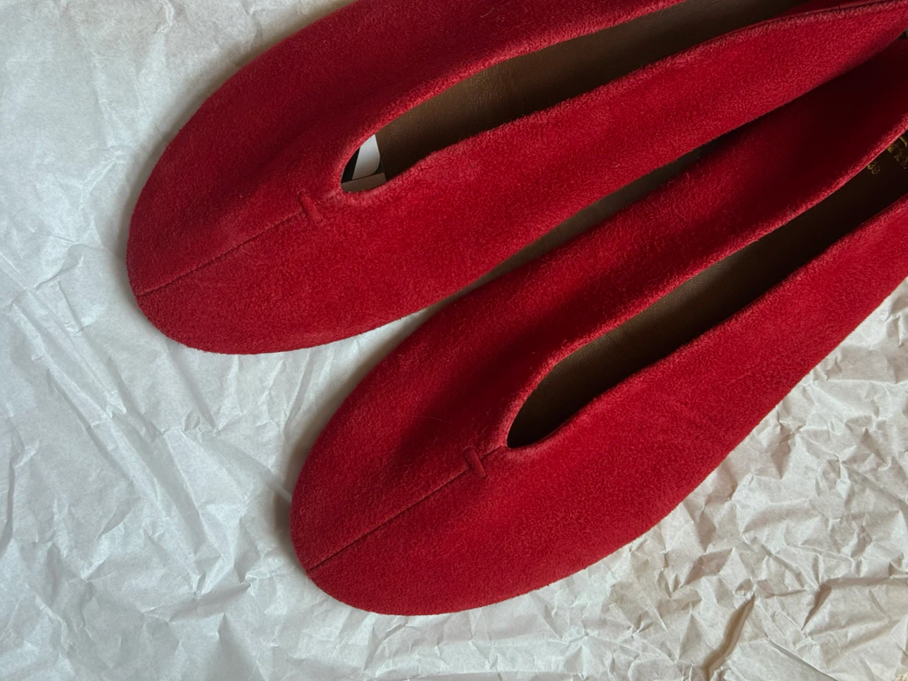 ZARA Red Suede Ballet Flats - photo 2
