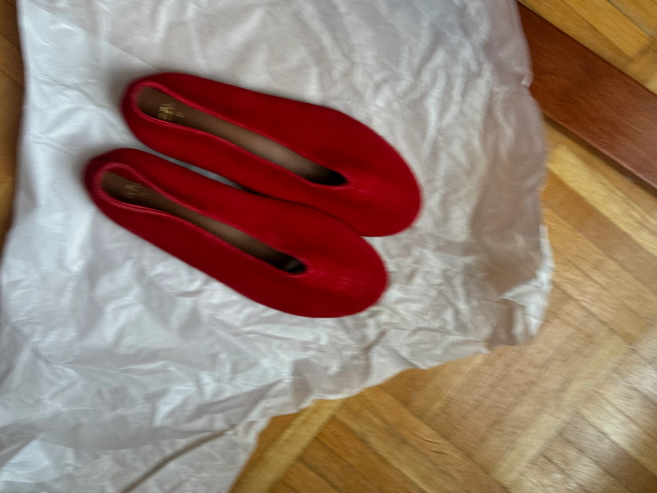 ZARA Red Suede Ballet Flats - photo 4