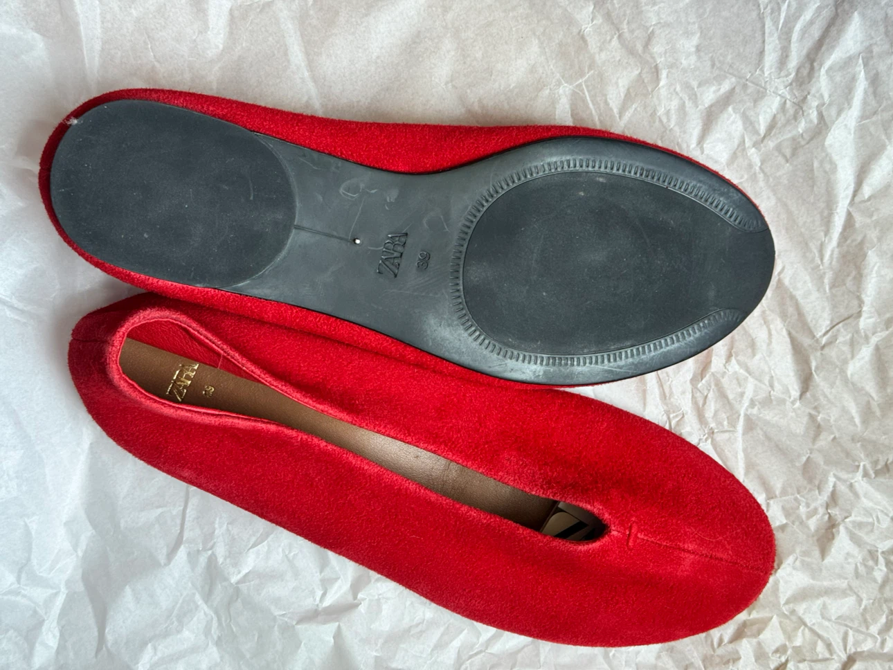 ZARA Red Suede Ballet Flats - photo 5
