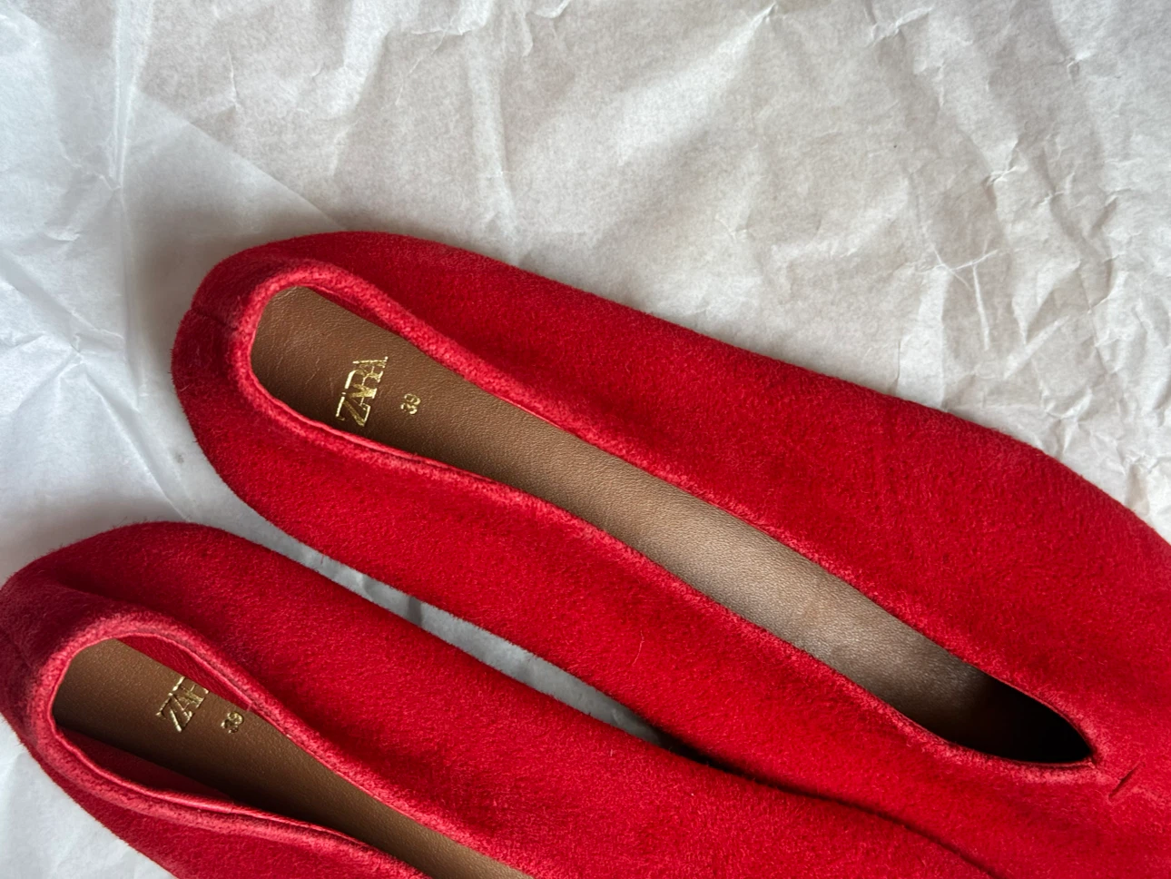 ZARA Red Suede Ballet Flats - photo 3
