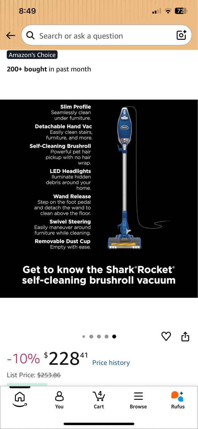 Shark Rocket Self-Cleaning Brushroll Vacuum - photo 3