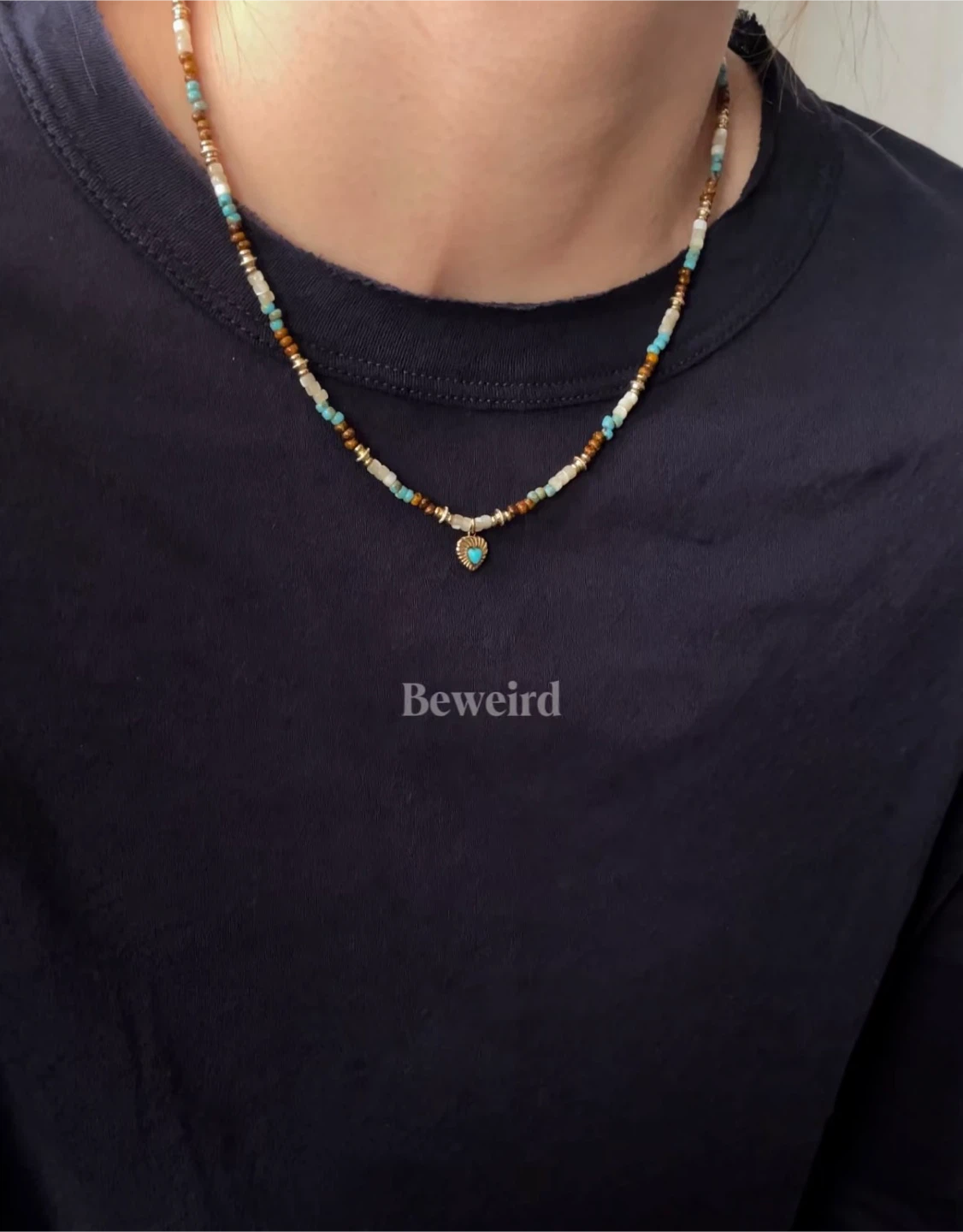 Beaded Necklace with Heart Pendant - photo 2