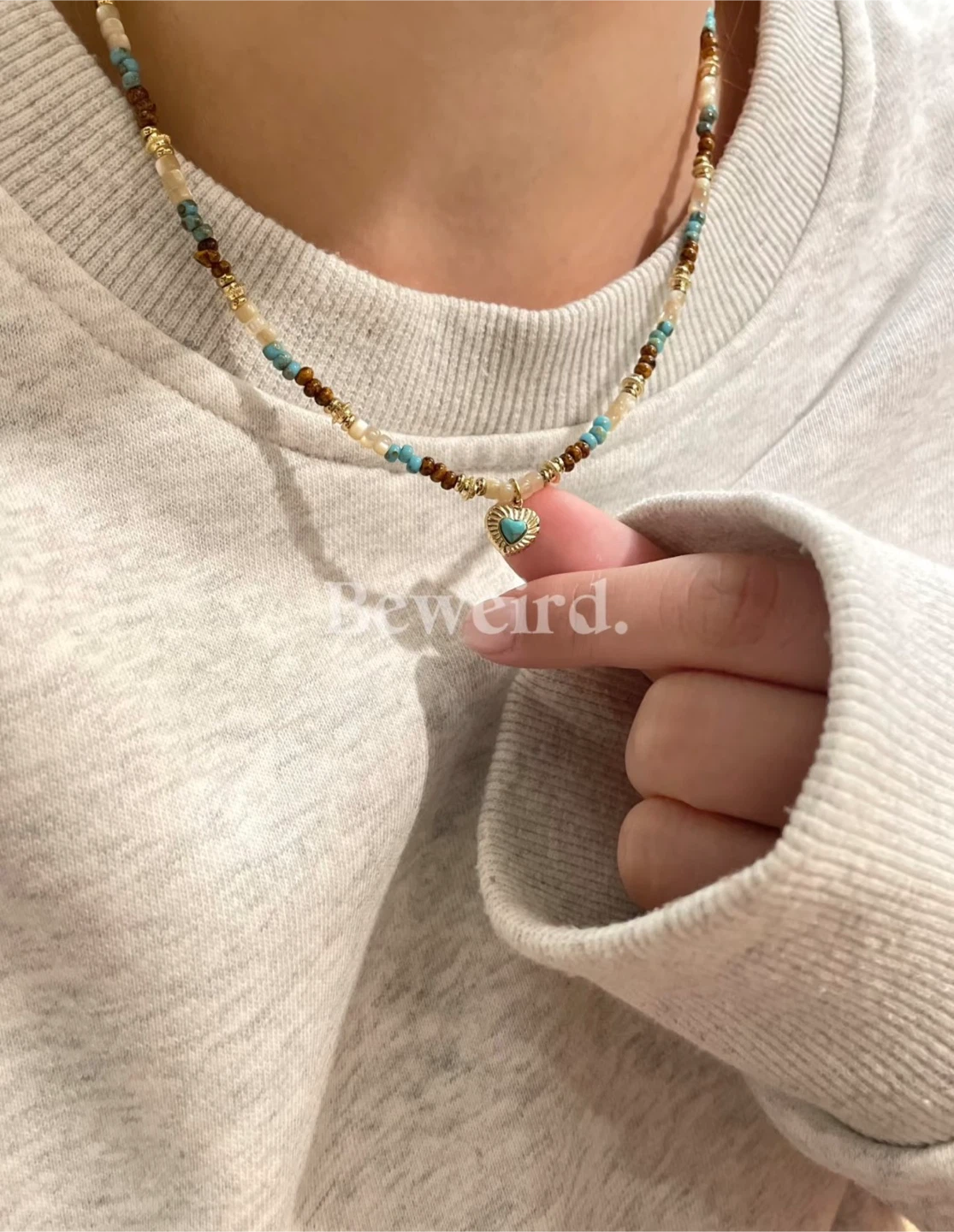 Beaded Necklace with Heart Pendant - photo 4