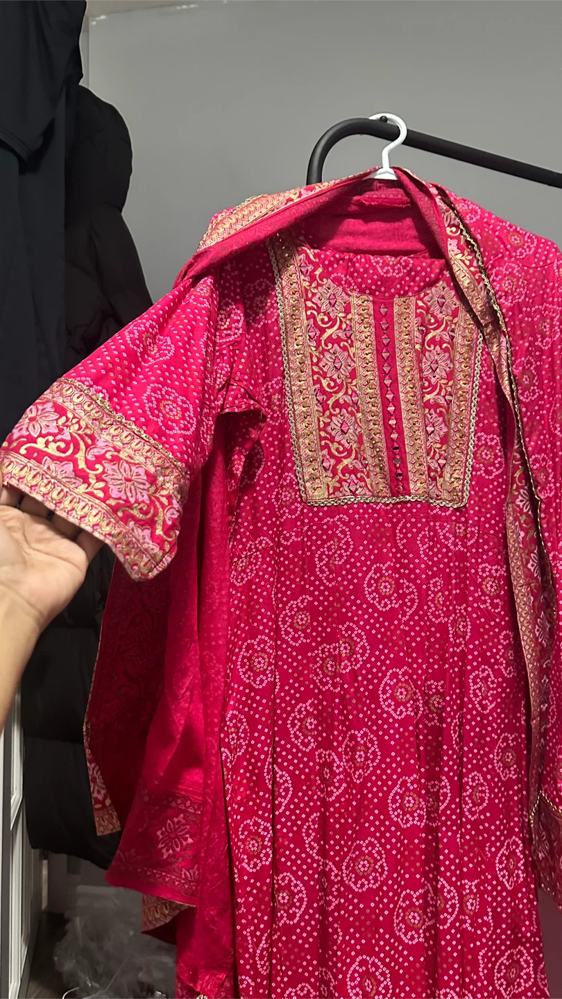 Pink Embroidered Kurti with Dupatta