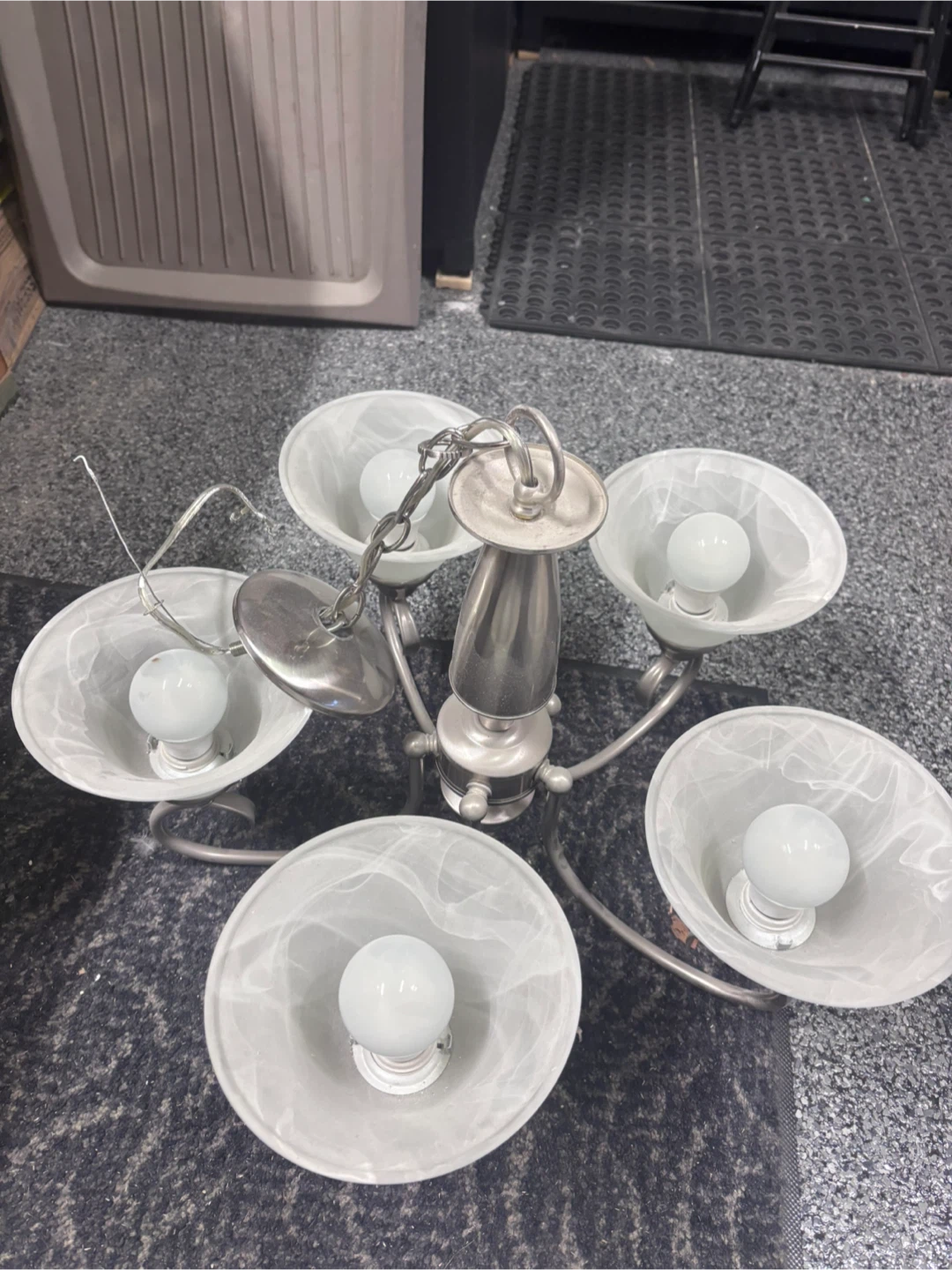 5-Light Chandelier Fixture with Frosted Glass Shades