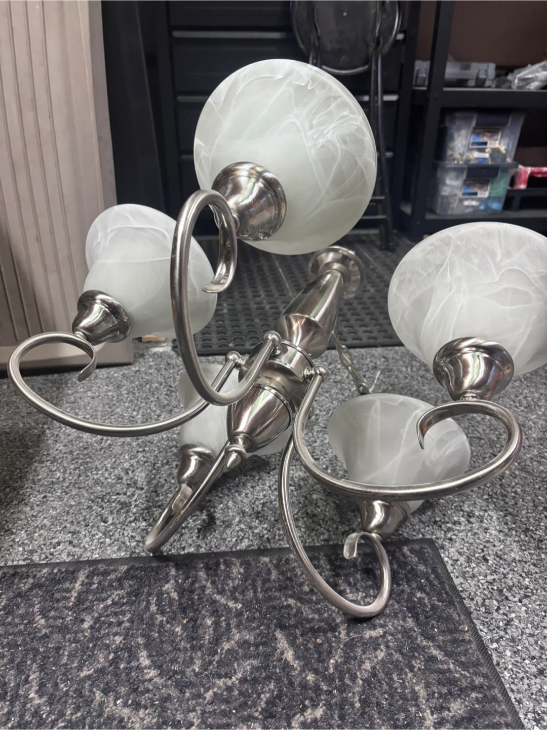 5-Light Chandelier Fixture with Frosted Glass Shades - photo 2