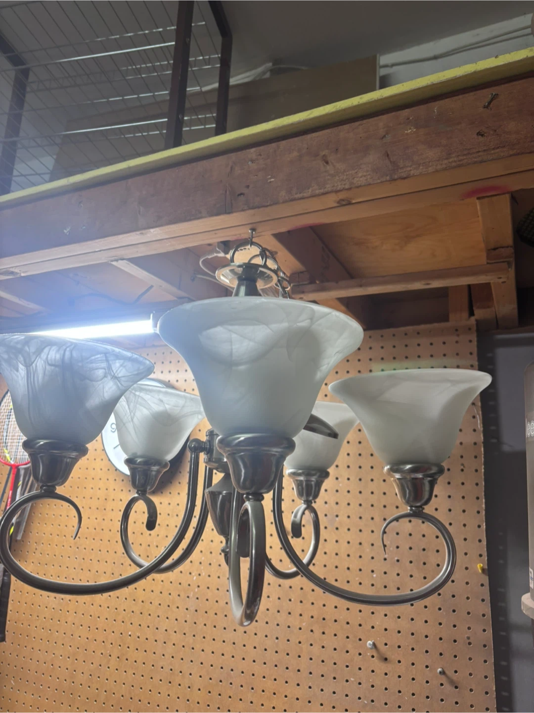 5-Light Chandelier Fixture with Frosted Glass Shades - photo 3