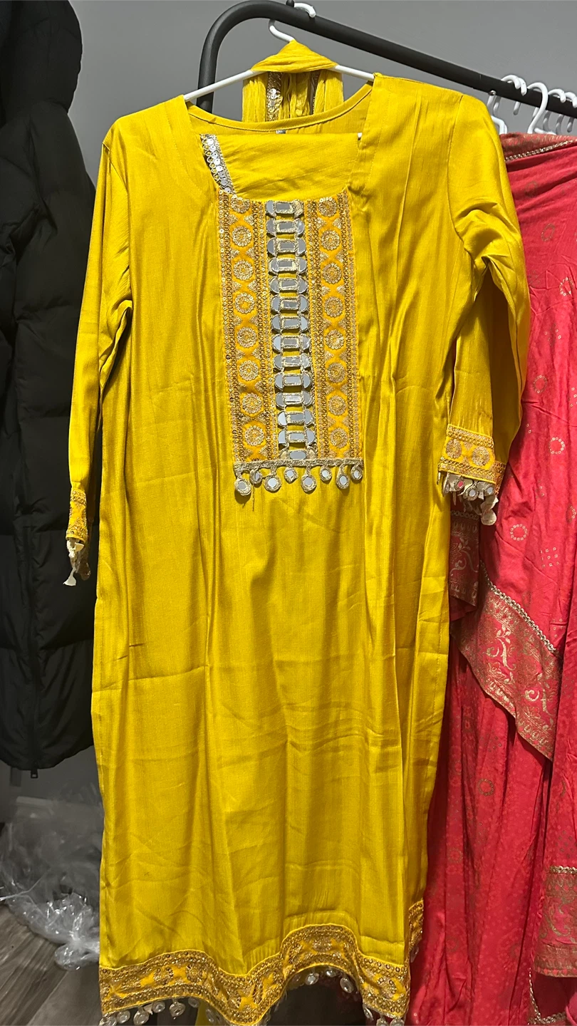 Yellow Kurta with dhoti and dupatta