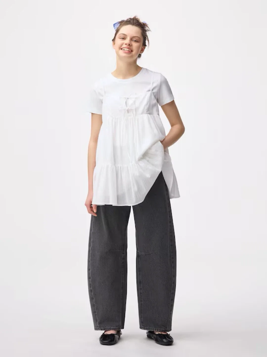 GU Barrel Leg Jeans - Dark Grey - Small - photo 2