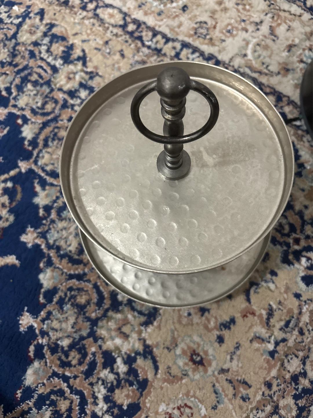 Two-Tier Hammered Metal Serving Stand - photo 2