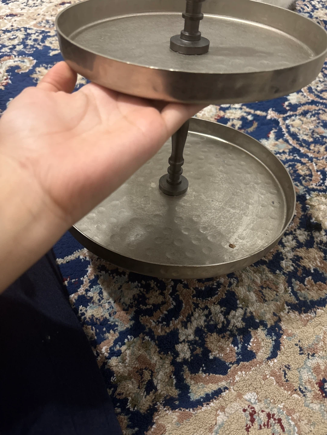 Two-Tier Hammered Metal Serving Stand - photo 3