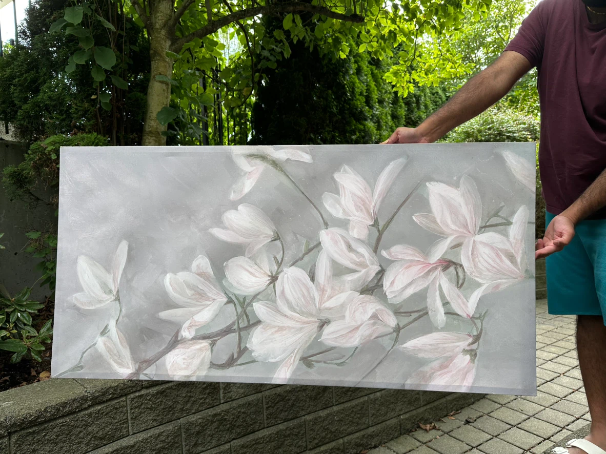 Large Magnolia Flower Canvas Wall Art