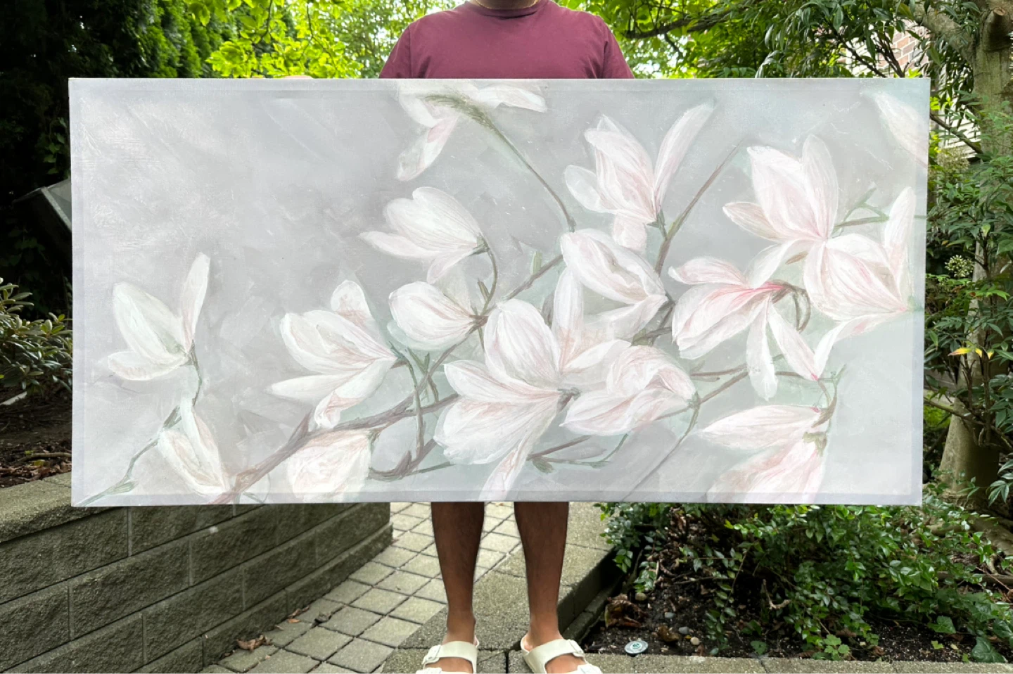 Large Magnolia Flower Canvas Wall Art - photo 3