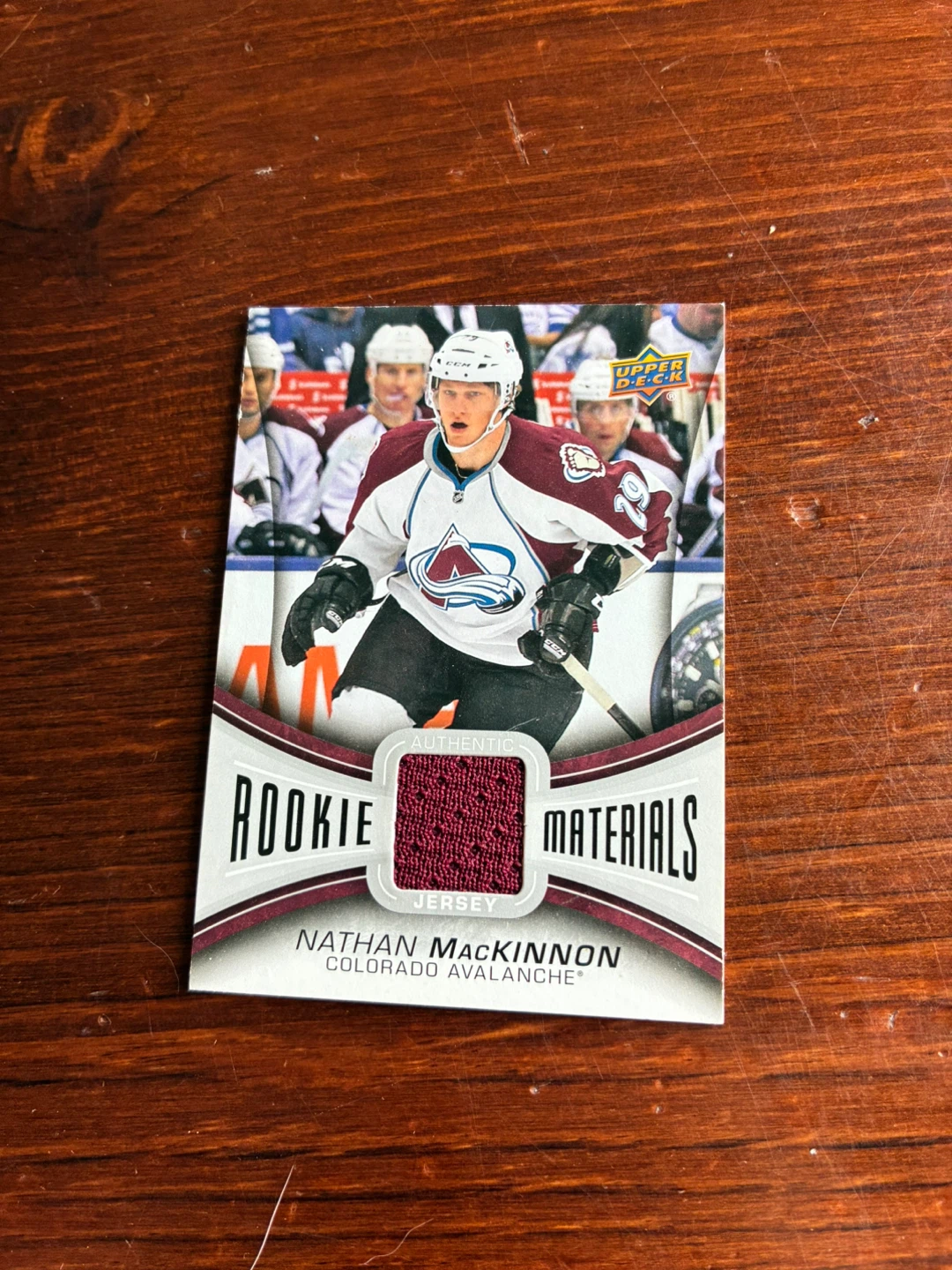 2013-14 Upper Deck Nathan MacKinnon Rookie Materials Hockey Card