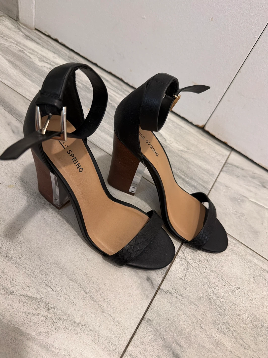CALL IT SPRING Black Ankle Strap Heels