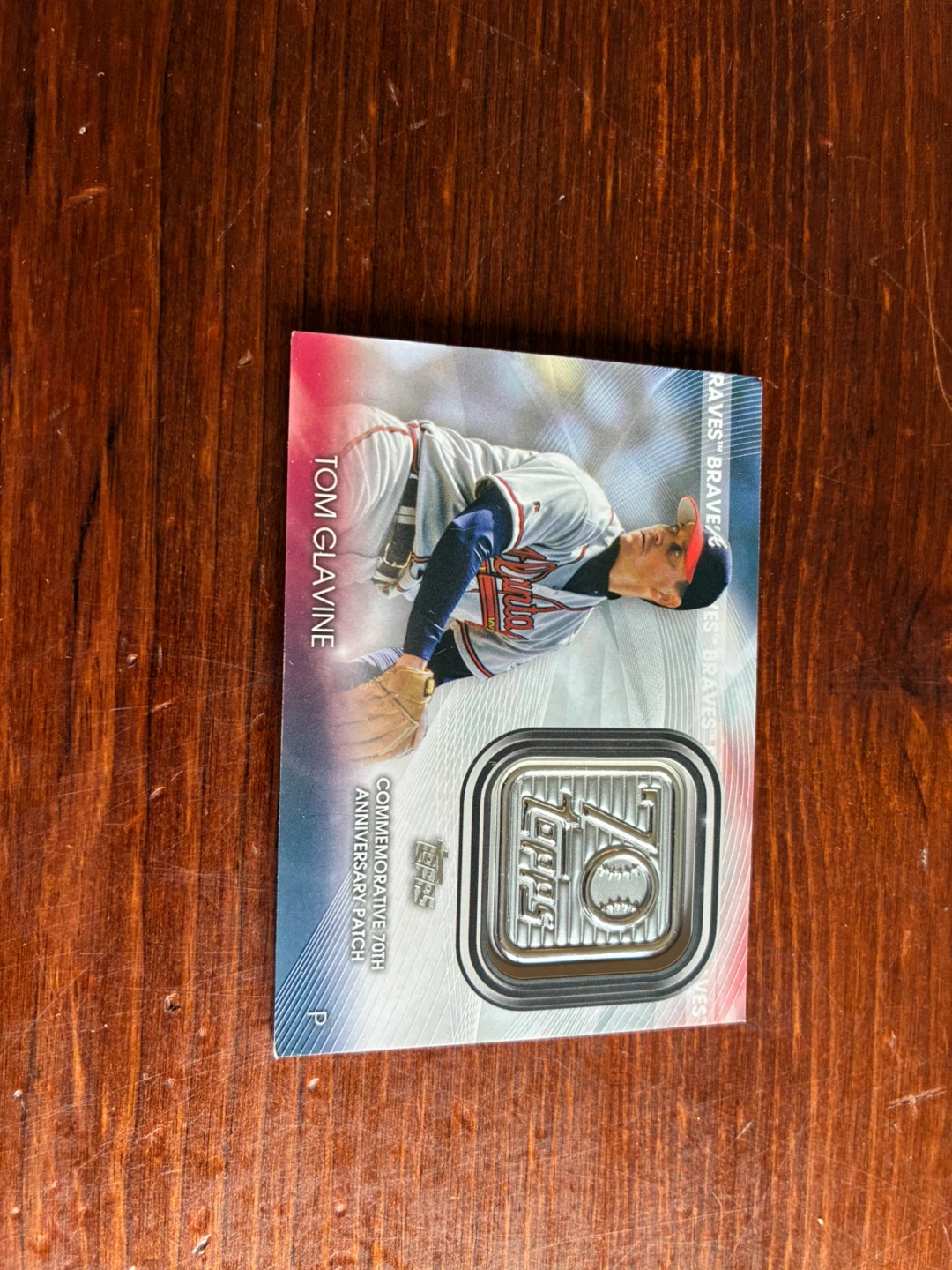 Tom Glavine Atlanta Braves 70th Anniversary Logo Patch Card