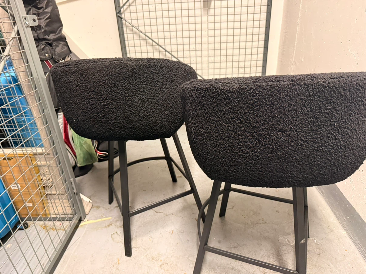 Black Teddy Fabric Bar Stools (Set of 2)