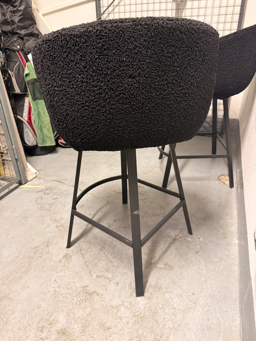 Black Teddy Fabric Bar Stools (Set of 2) - photo 2