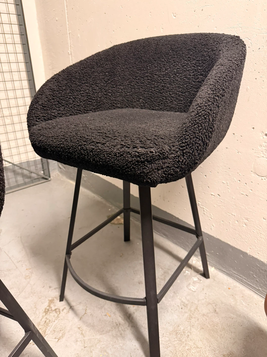 Black Teddy Fabric Bar Stools (Set of 2) - photo 4