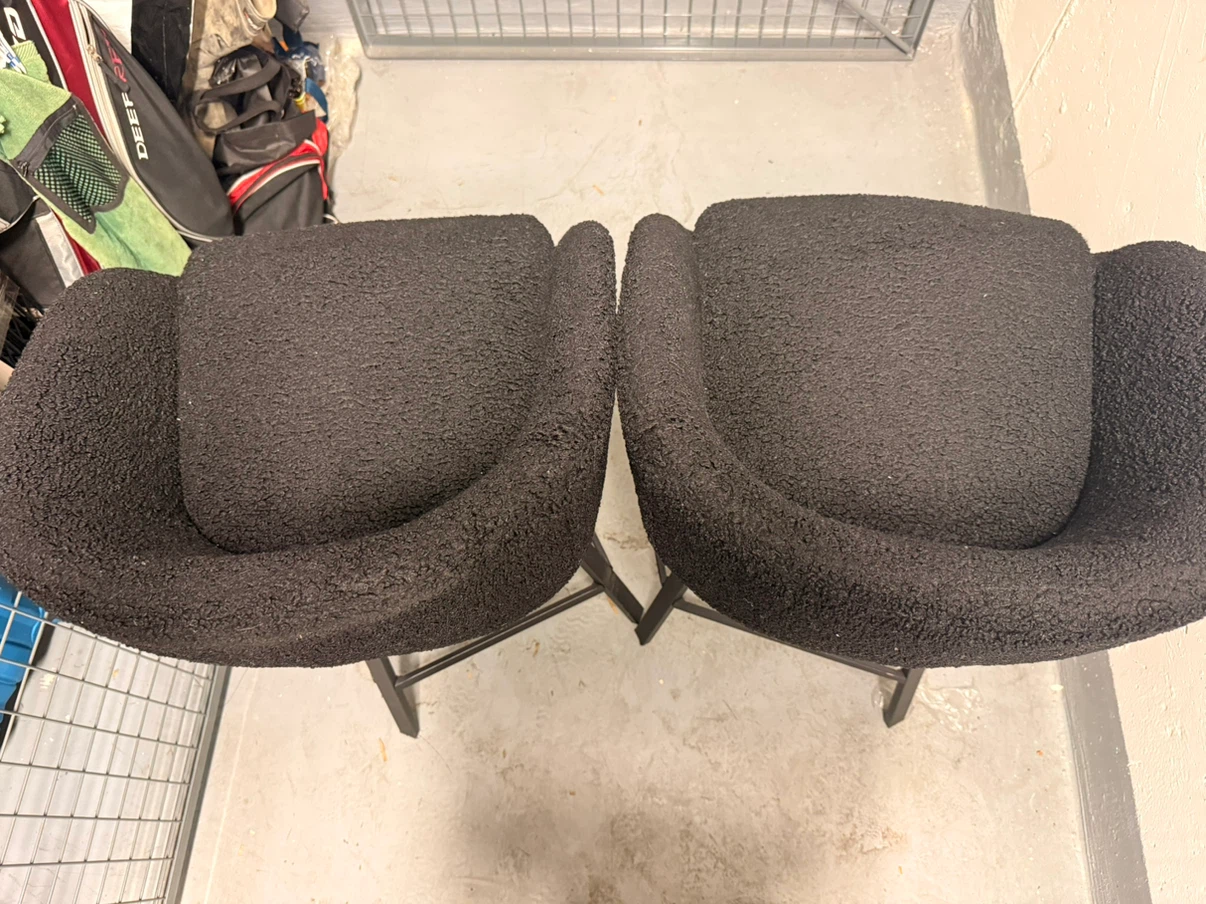 Black Teddy Fabric Bar Stools (Set of 2) - photo 5