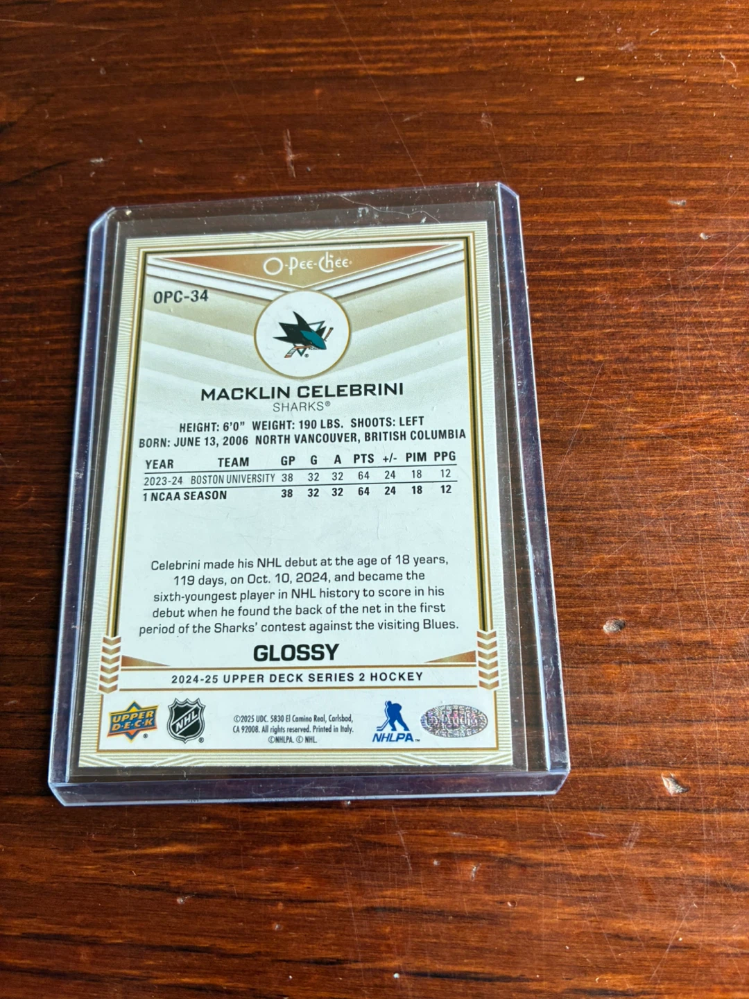 Macklin Celebrini 2024-25 O-Pee-Chee Series 2 Hockey Card - photo 2