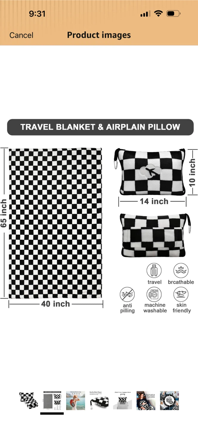 Travel Blanket/Pillow (Set of 2)