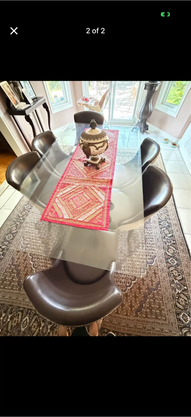 Glass Dining Table with 6 Chairs
