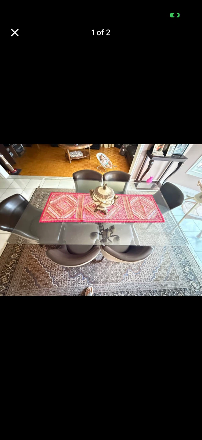 Glass Dining Table with 6 Chairs - photo 2