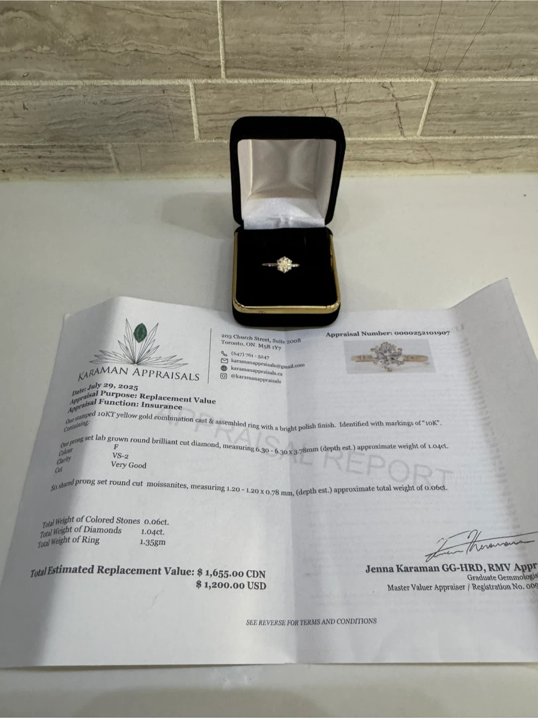 10k Yellow Gold 1.04ct Ring - Lab grown - photo 4