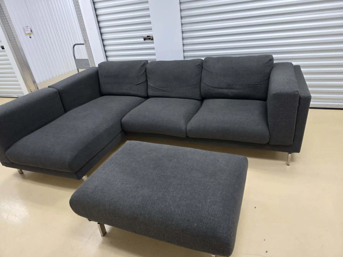 Ikea Dark Grey Sectional Sofa with Ottoman - photo 2