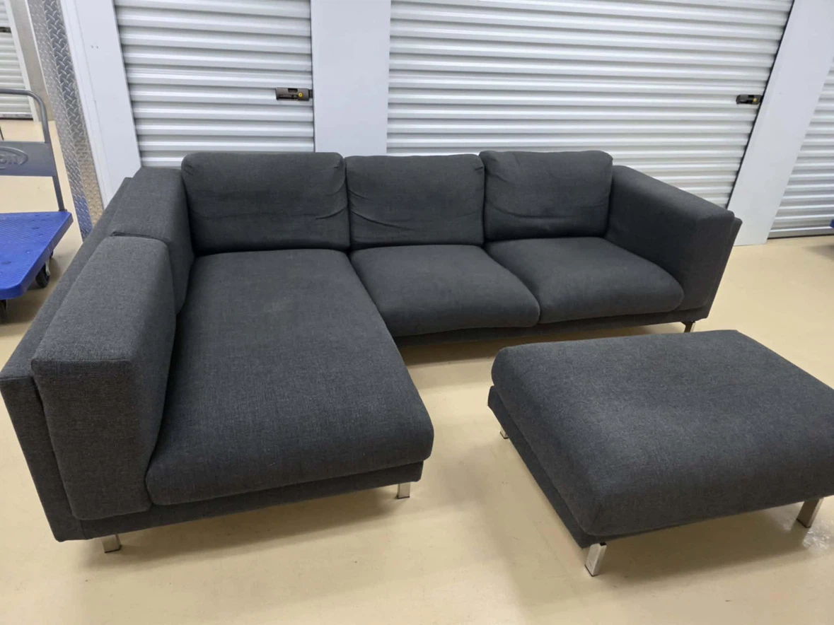 Ikea Dark Grey Sectional Sofa with Ottoman - photo 3