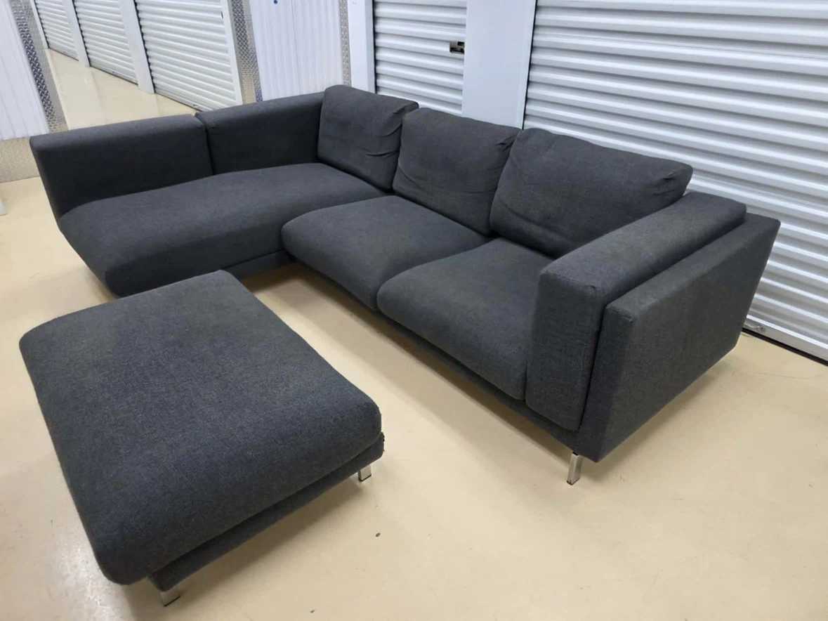 Ikea Dark Grey Sectional Sofa with Ottoman - photo 5