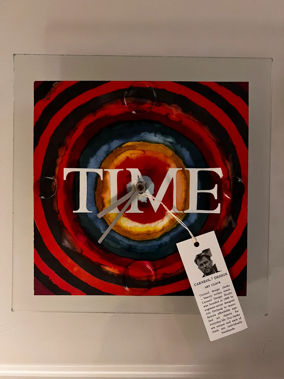 Carneol Design Handmade Glass Art Wall Clock NIB