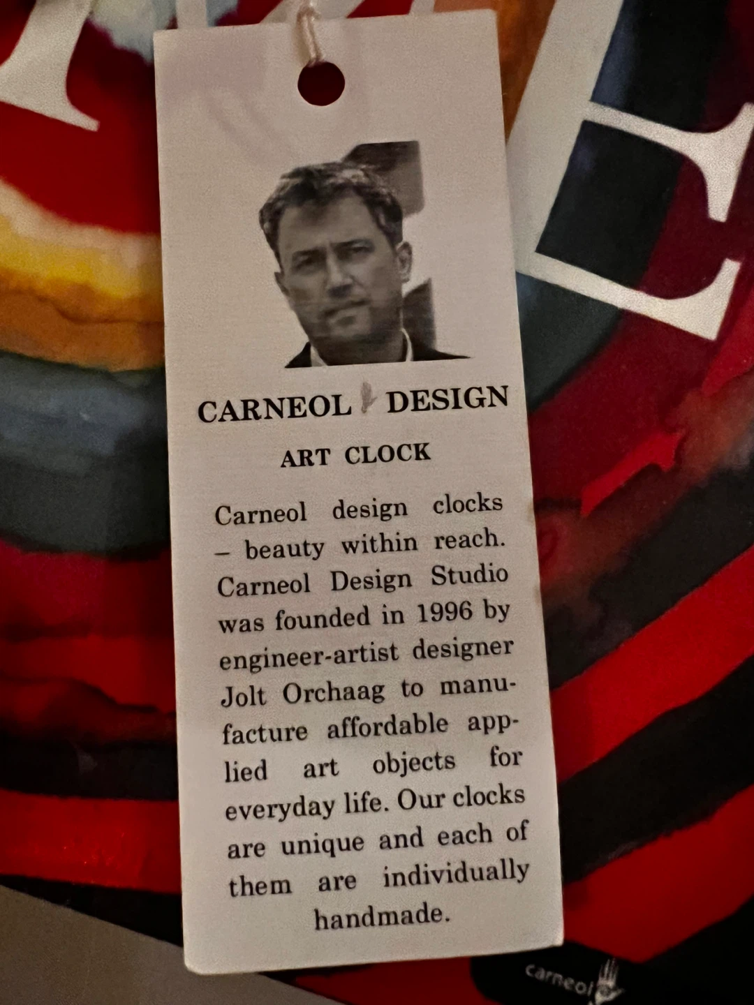 Carneol Design Handmade Glass Art Wall Clock NIB - photo 2