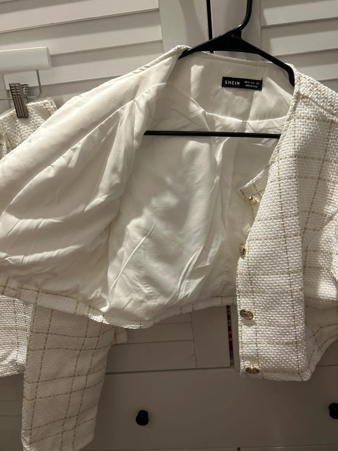 SHEIN Tweed Cropped Jacket and Skirt Set - photo 3