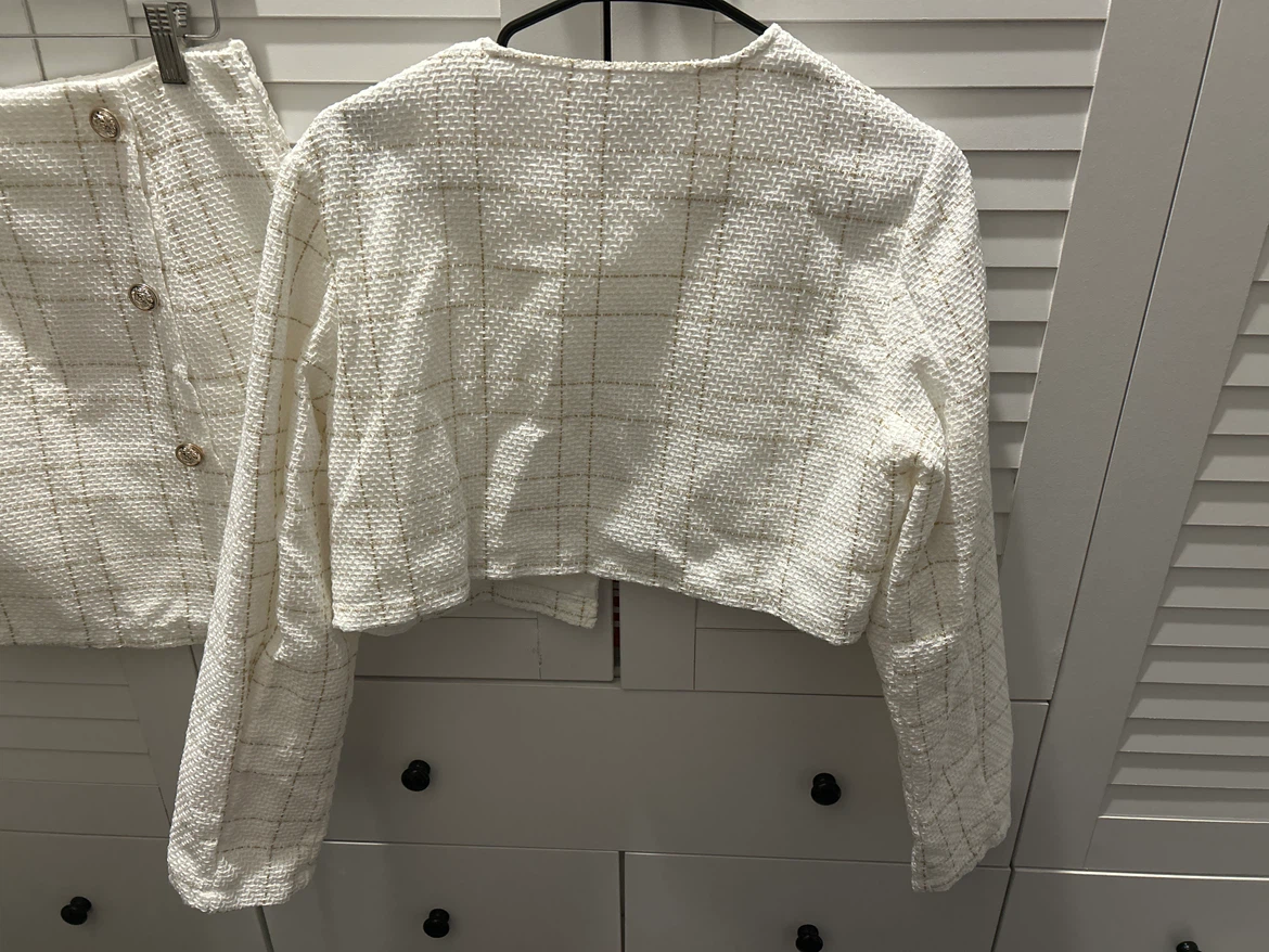 SHEIN Tweed Cropped Jacket and Skirt Set - photo 5